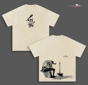 LOKI - ONE PIECE Anime Double Printed Vintage Washed Tee Unisex Oversize Anime Manga Washed Heavyweight Cotton T-shirt