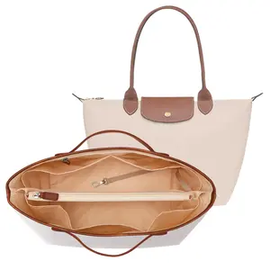 KALIDI Organizer Bag Insert For Longchamp Le Pliage L Xtra, Ultra-light Waterproof Upgraded Sleeve Inside Divider Women Tote Bag Handbag Purse，Large White