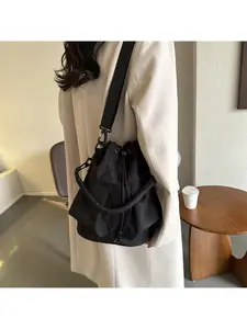 Bags Women's Versatile Fashion Casual Large Capacity Oxford Cloth Portable Drawstring One Shoulder Crossbody Bucket Bags
