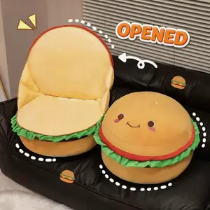 This Burger Isn’t Food — It’s The Coziest 2-in-1 Seat Cushion You’ll Ever Own! Plush Hamburger Pillow with Back Support for Office, Desk & Sofa