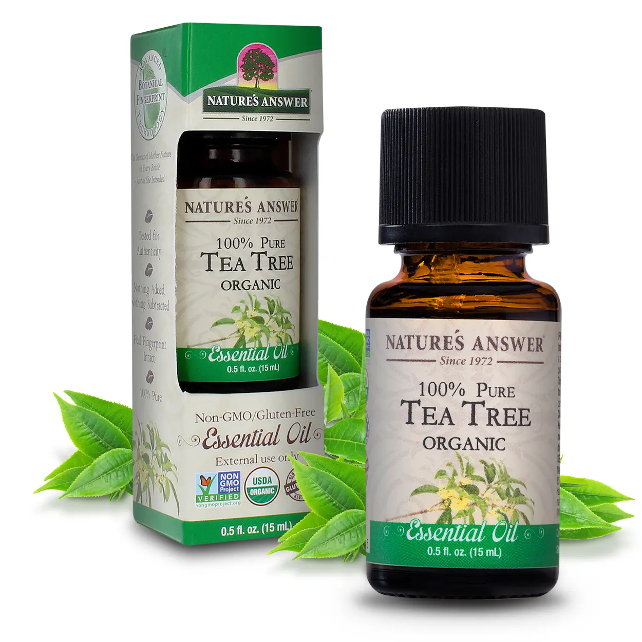 Nature’s Answer USDA Organic Tea Tree Essential Oil, 100% Pure, 0.5 fl oz. (15ml) | Natural Aromatherapy Oil for Diffuser/Humidifier, Steam Distilled | Made in USA