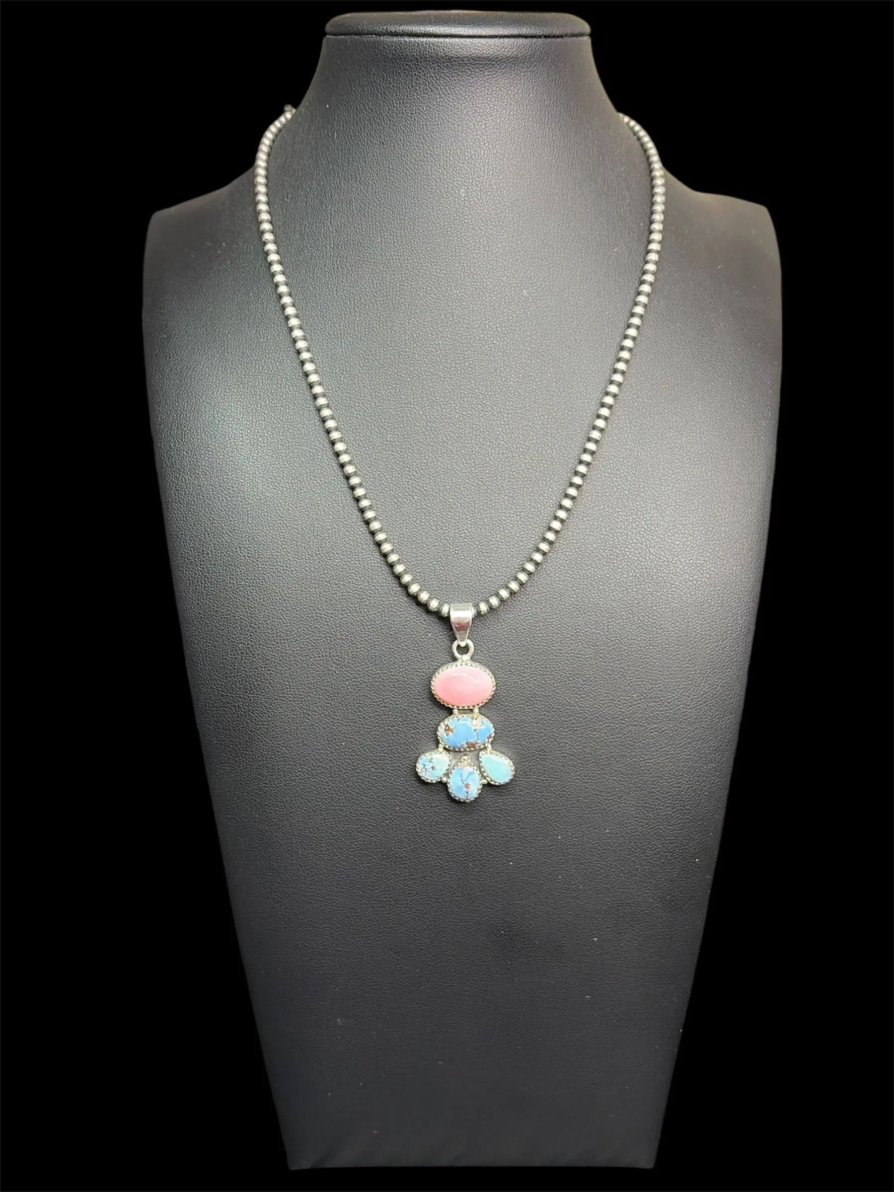 Golden Hills Turquoise & Pink Conch Statement Pendant