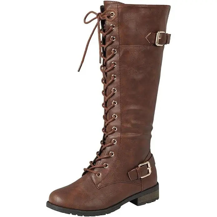 Womens Knee High Buckle Riding Boots Womens Knee High Buckle Riding Boots