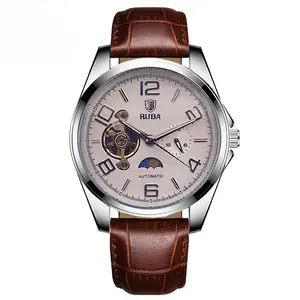 GemTok Premium Mechanical Watch Moon Phase Men's Watch 2023 New Multifunctional Waterproof Fashion Trend Men's Wristwatch Leather Strap Watch