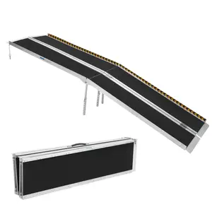 GAOMON Portable Wheelchair Ramp 10FT, Non-Slip Aluminum Folding Handicap Ramp, Door Threshold Wheelchair Ramps Aluminum Ramp with Non-Skid Surface & Reflective Strips