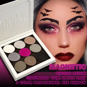 Magnetic 9-Color Deep Winter Gothic Eyeshadow Palette Pearlescent Matte & Glossy Shades for Cosplay Smoky Eyes Smudge-Proof Interchangeable Pans Perfect Icy Gift for Teens！