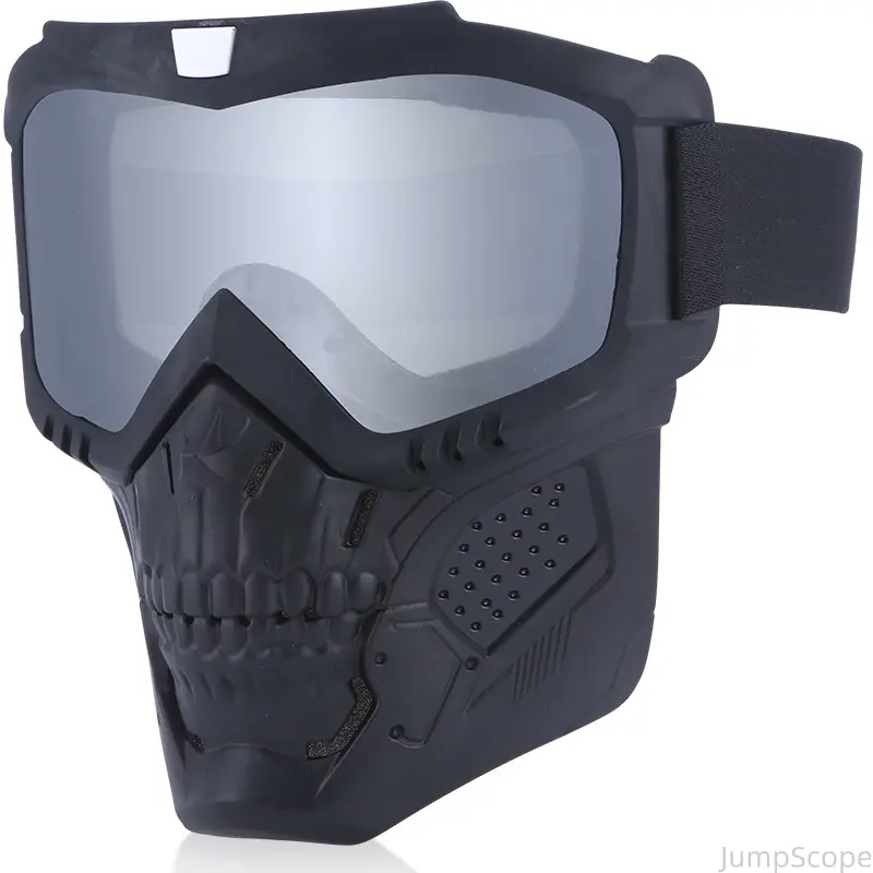 Tactical Skull Full Face Mask - Outdoor Sporty Protective Gear for Motorcycle, Offroad Motocross Accessories with Anti-Fog UV400 Detachable Goggles, Windproof