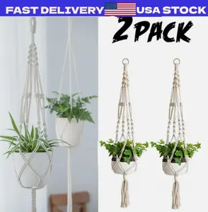 2 Pack Plant Hanger Flower Pot Plant Holder Large 4 Legs Macrame Jute 41 Inch US