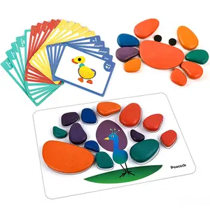 Colorful Fun Pebble Puzzle Blocks, Educational Stackable Toy for Imagination Training, Desktop Plaything, No Ca Prop 65 Warning