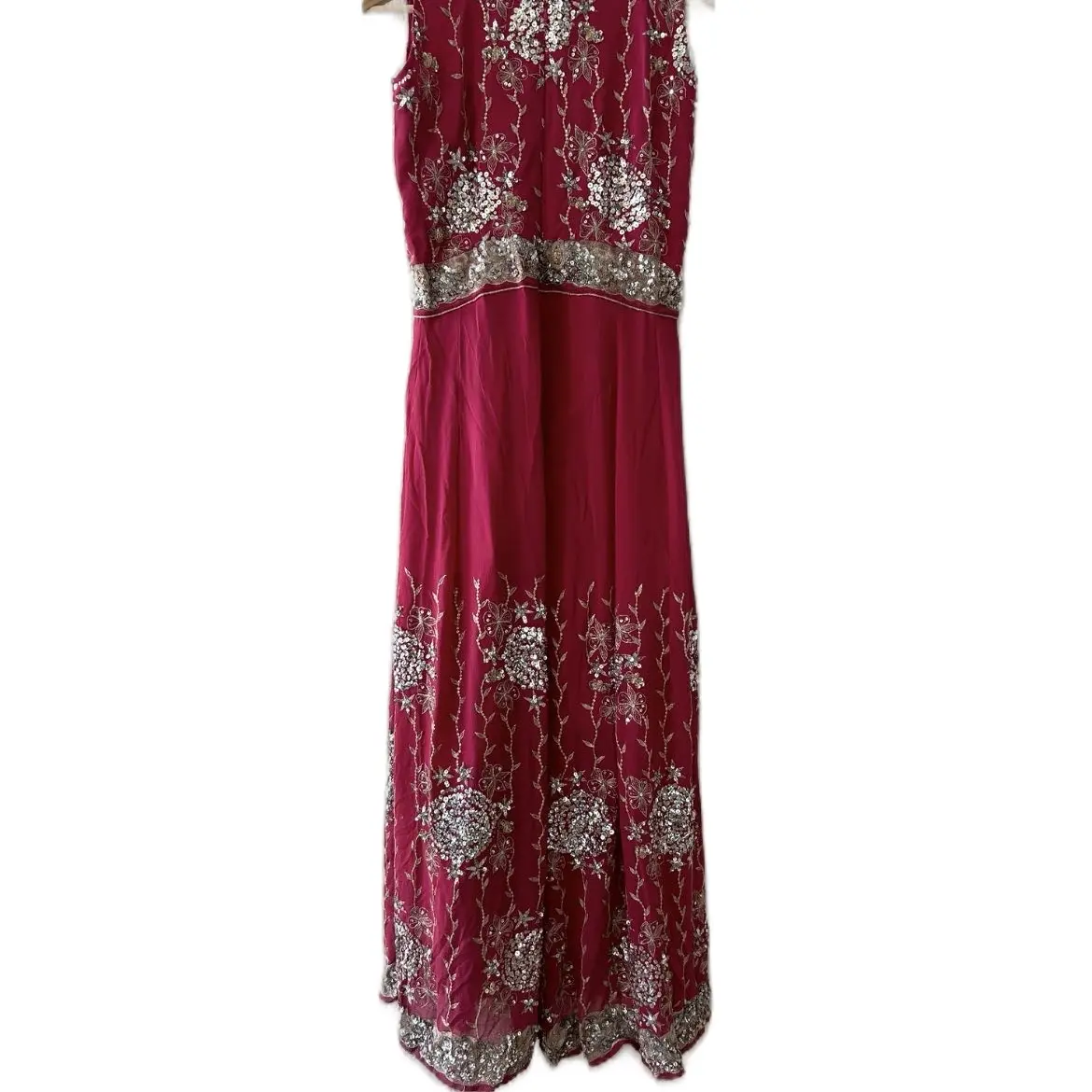 Traditional Hot Pink Jumpsuit With Silver Sequin Details