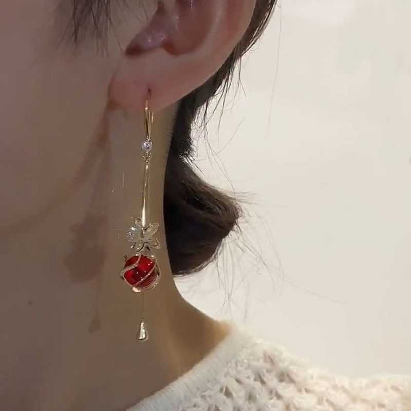 All-Match Flower Earrings Blooming Prosperity Distinctive Design Brightening Slimming Ear Jewelry Ethereal Long Tassel Drops HNAM88