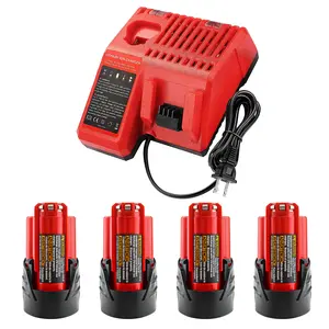 4-pack 3.0Ah 48-11-2430 Compatible with Milwaukee 12V Battery Lithium Ion 48-11-2420 Cordless Power Tools