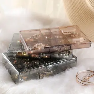 Transparent Light Plastic Jewelry Organiser, Dustproof & Anti-Oxidation Storage Box for Ear Studs & Necklaces