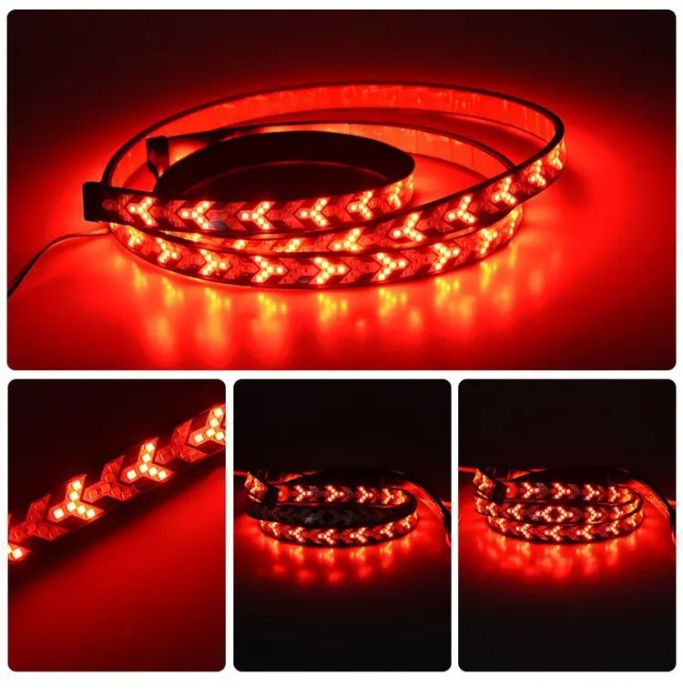 Fishbone Shaped LED Tailgate Light Bar, 60-Inch LED Tailgate Lights, Brake Running Sequential Turn Signal Strip Strobe Light Bar for Truck Pickup SUV RV Plug & Play Hard Wire T-tape Connector Version, Car Lighting Accessories