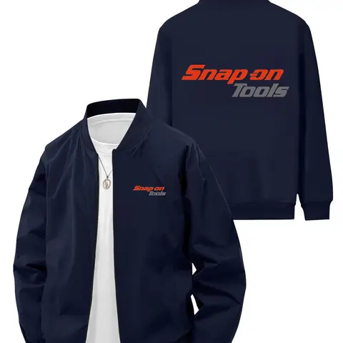 Casual Fashion Men's Snap on Tools Printed Long Sleeve Baseball Jacket for Daily Wear and Outdoor Activities Casual Outerwear