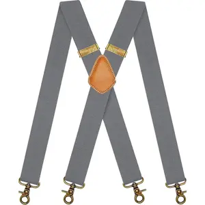 THE WELL KEPT Suspenders for Men Heavy Duty 4 Snap Hooks for Belt Loops Adjustable X