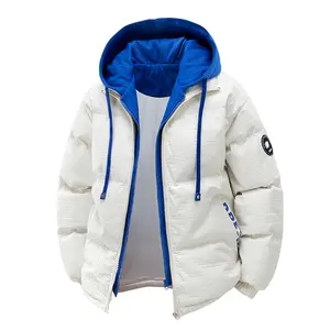 Men's Letter Print Thermal Lined Hooded Jacket, Casual Regular Fit Long Sleeve Zip Up Outerwear for Fall & Winter, Men's Clothes for Daily Wear
