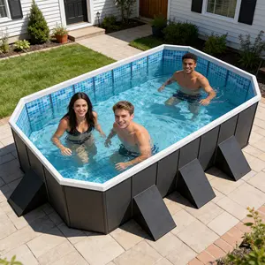 S9262738435 Large JR-MCQ665 (Standard Family Model) 160-inch heavy-duty framed inflatable swimming pool, suitable for backyards, outdoor settings, etc. Thickened and durable, perfect for summer cooling, swimming, and parties.