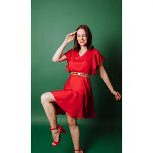 Roxia Butterfly Sleeves Red Dress