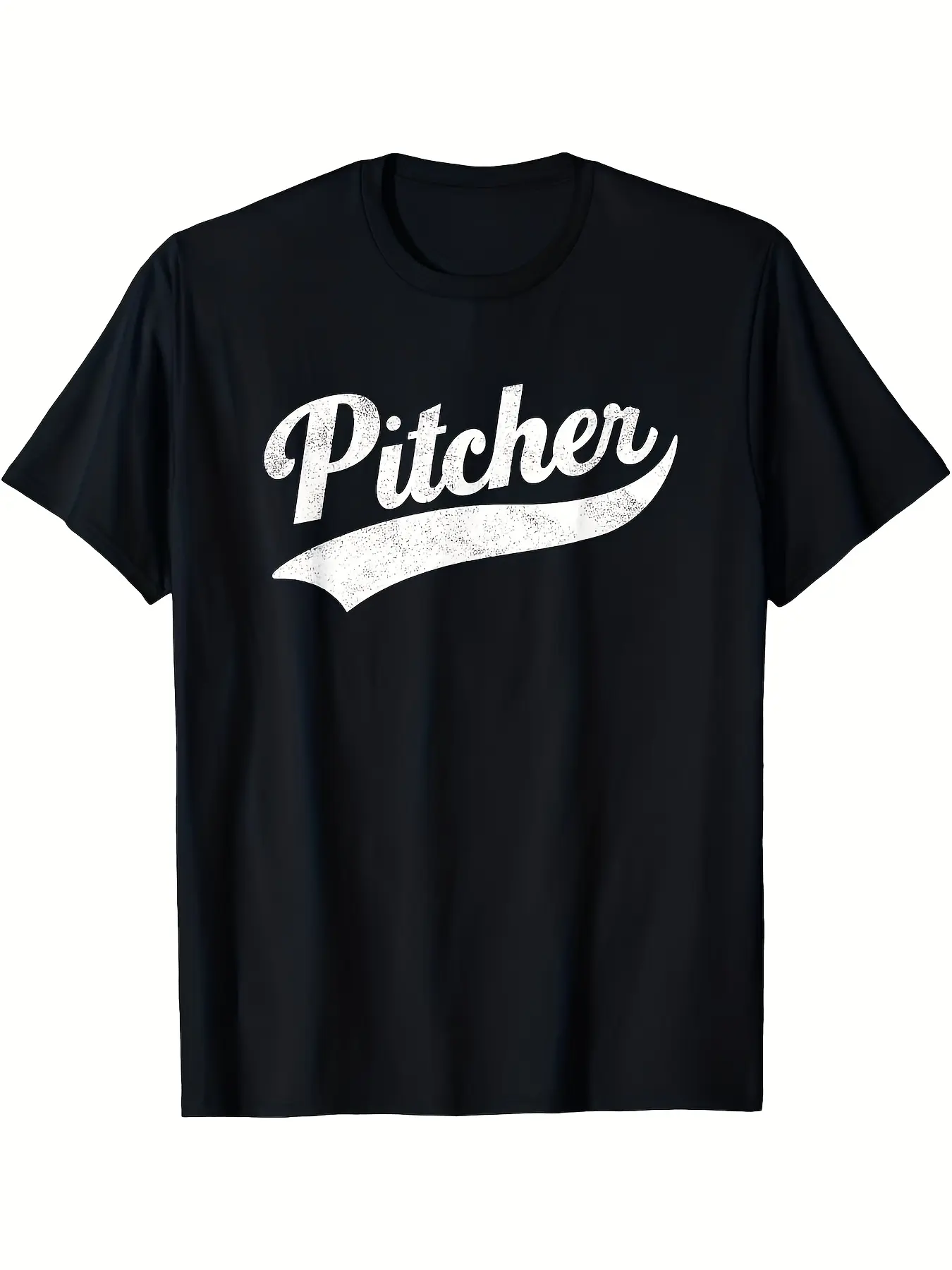 Men's Vintage Baseball T-Shirt with Pitcher Lettering & Retro Graphic Tee - Lightweight Breathable Round Neck Shirt Suitable for Casual Wear Sports Events All-Season Comfort Fit Machine Washable Pitcher for Everyday Use