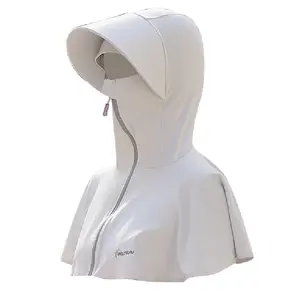 UPF 50+ Sun Protection Hood with Face Cover - Cooling Ice Silk Full Neck & Arm Shade, Breathable Sun Hat for Women for Cycling, Hiking & Outdoor Activities