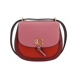COACH Remi 17 Leather Saddle Crossbody Shoulder Bag for Women in Pink Cherry Blossom Color