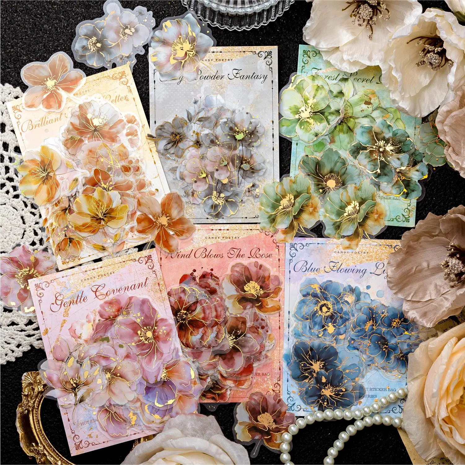 Vintage Flower Pattern Sticker, 20pcs/set Scrapbooking & Stamping Supplies, DIY Decorative Sticker For Scrapbooking & Journal Making