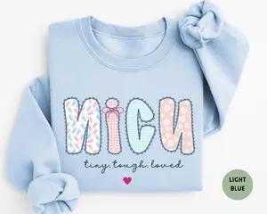 NICU Nurse Sweatshirt – Neonatal Intensive Care Unit Crewneck – Floral Gingham NICU Nurse Gift