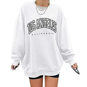 FISOEW Women's Oversized Sweatshirt Los Angeles California Crewneck Long Sleeve Casual Loose Pullover Tops Cotton Soft Bat Printed bistro hoodie ditch masked hoodie graphic hoodies hoodies for women zip up hoodies comfort hoodies spider hoodie