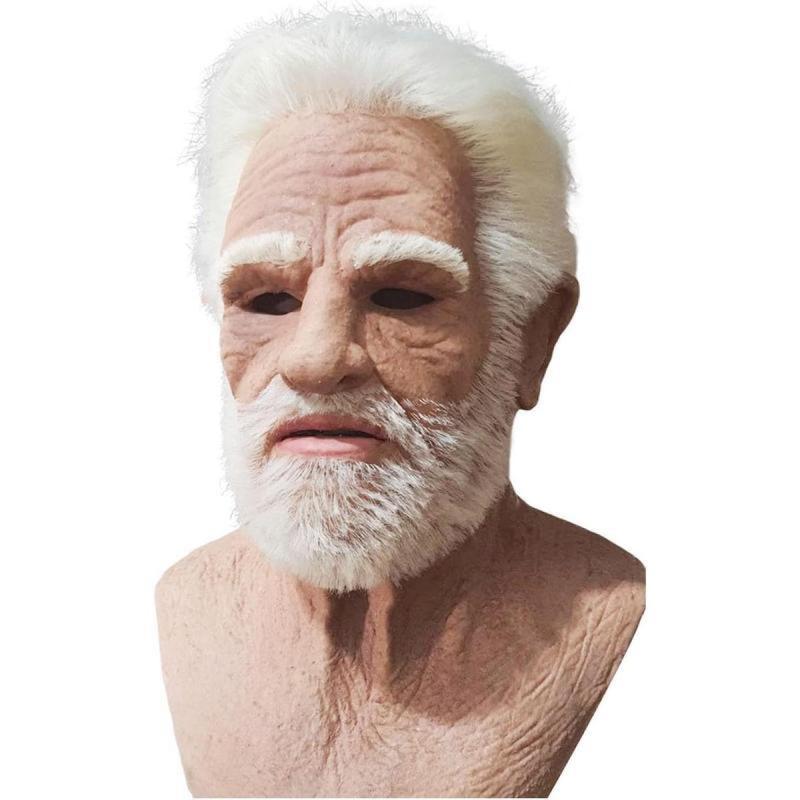 Realistic Old Man Mask Halloween Mask for Adults, Scary Latex Old Man Grandpa Mask Wrinkle Face Headgear for Halloween Party Cosplay Costume Masquerade, generalBestBest