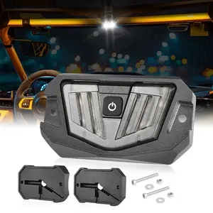 ANGU-OFFROAD 1PC White IP68 Weatherproof LED Interior Dome Light, Single-Color DC 9-15V Overhead Ceiling Roof Lamp with ON-OFF Switch, Smoke Black Roll Bar Mount Light Pods for Polaris UTV Interior Lighting
