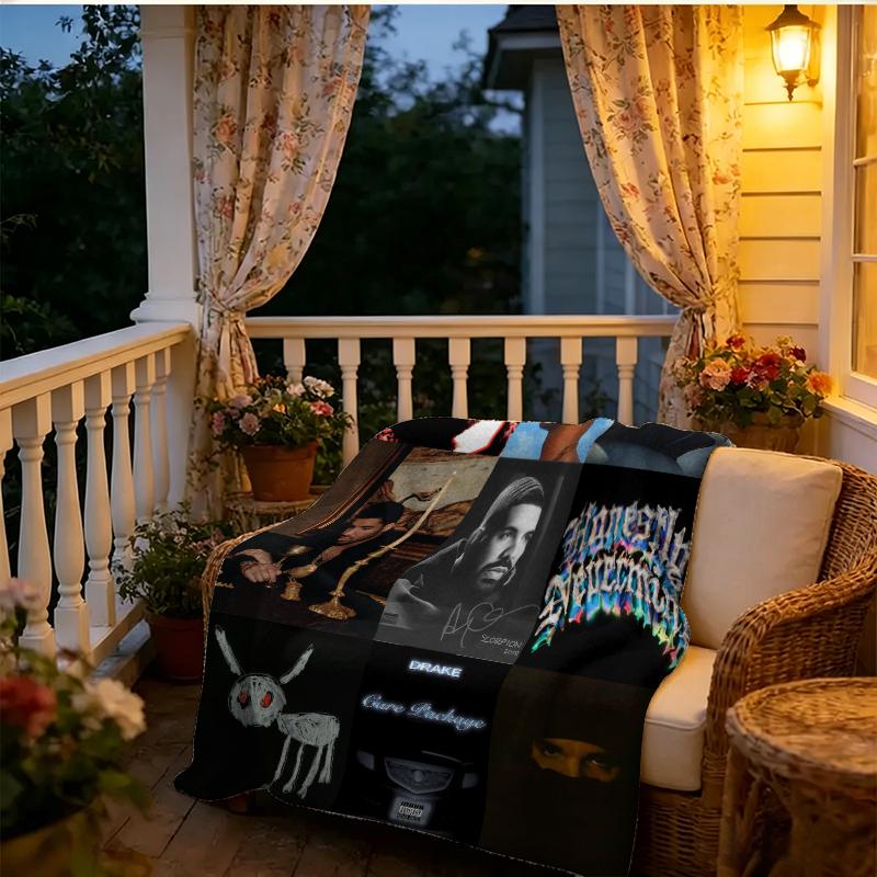 Drake Album Cover Collage Flannel Throw Blanket - Cozy Soft Bedding with Iconic Studio Album Art Prints, Ideal Gift for Drake Fans