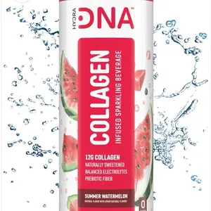 12 FL OZ/12 Pack - HydraDNA Summer Watermelon, Collagen Infused Sparkling Water Energy Sport Beverage