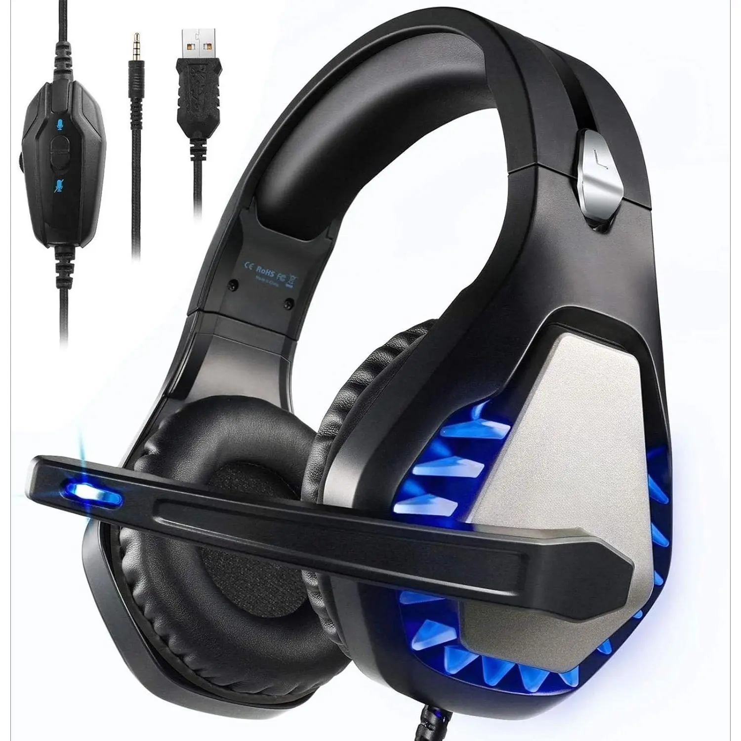X-HPS14  Gaming Headset for PS4, Xbox One, PC, PS5, Laptop, Mac, Nintendo Switch, 3.5MM Noise Cancelling Over Ear Headphones with Mic, Bass Surround, Soft Memory Earmuffs (Black)
