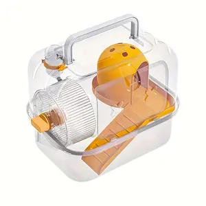 2025 Small Animal Cage 1 Piece Orange Blue Hamster Cage Habitat Panoramic Transparent Hamster Villa Double Layer Design Super Large Space