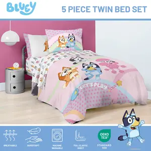 Jay Franco Official Bluey Pink Bed Set