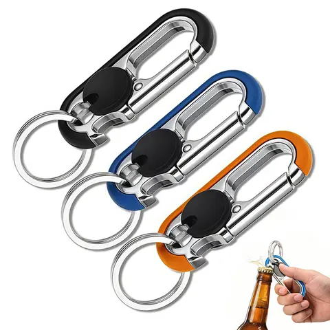 Multifunctional Stainless Steel Bottle Opener Keychain - Heavy Duty Metal Keychain Accessory, Set of 1/3 Heavy Duty Key Rings, Handproof Clip for Keys, Car Use, Personalized Business Gifts for Boyfriends