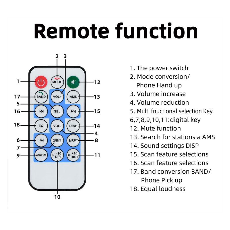 FYPLAY Classic Bluetooth Car Stereo FM Radio Receiver Hands-Free Calling Built-in Microphone USB SD AUX Port Support MP3 WMA WAV Dual Knob Audio Car Multimedia Player Remote Control cars auto accessories