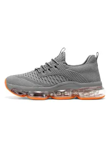 Full-Length Visible Segment Air Cushion Running Shoes, Slip-On Design, Breathable Textile Upper, Sporty Style, All-Season Sneakers
