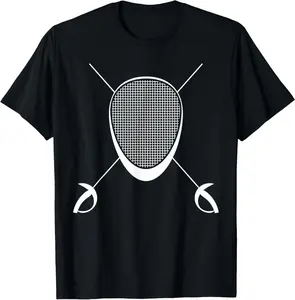100%cotton Fencing T-Shirt - Mask and Sword Tee for Fencers T-Shirt