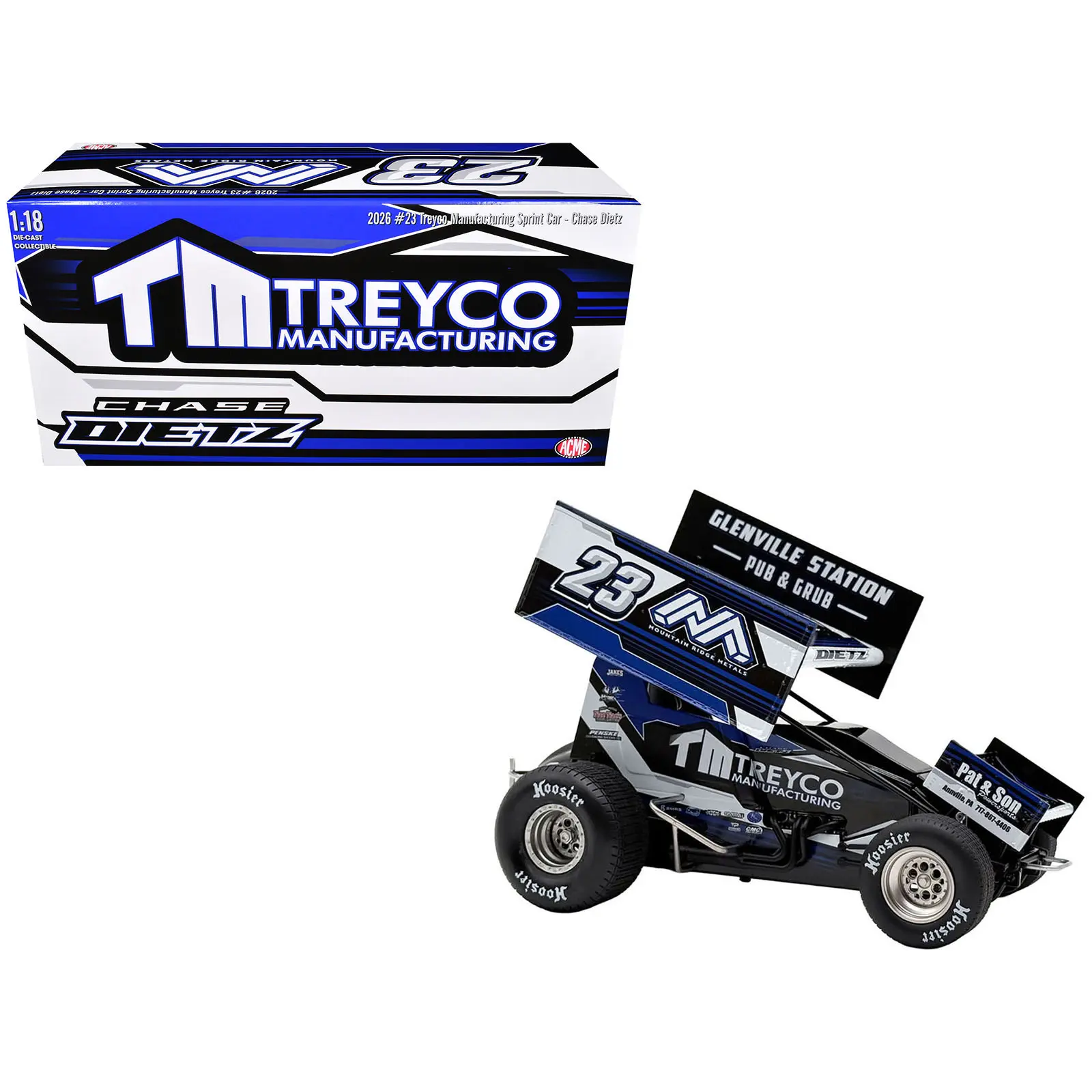 Winged Sprint Car #23 Chase Dietz "Treyco Manufacturing - Mountain Ridge Metals" (2026) 1/18 Diecast Model Car by ACME