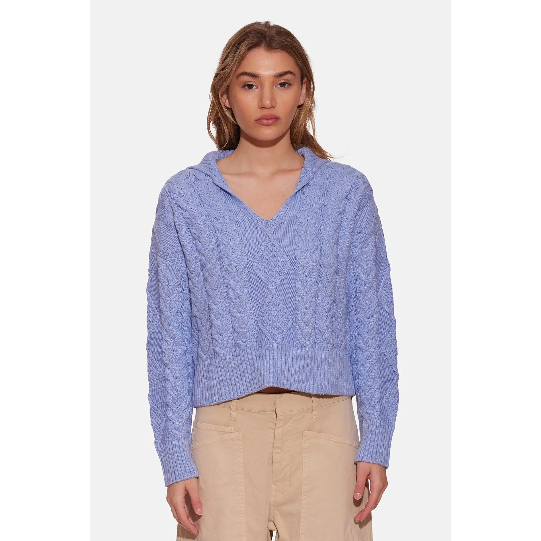 Natalie Cable Knit Sweater Blueberry