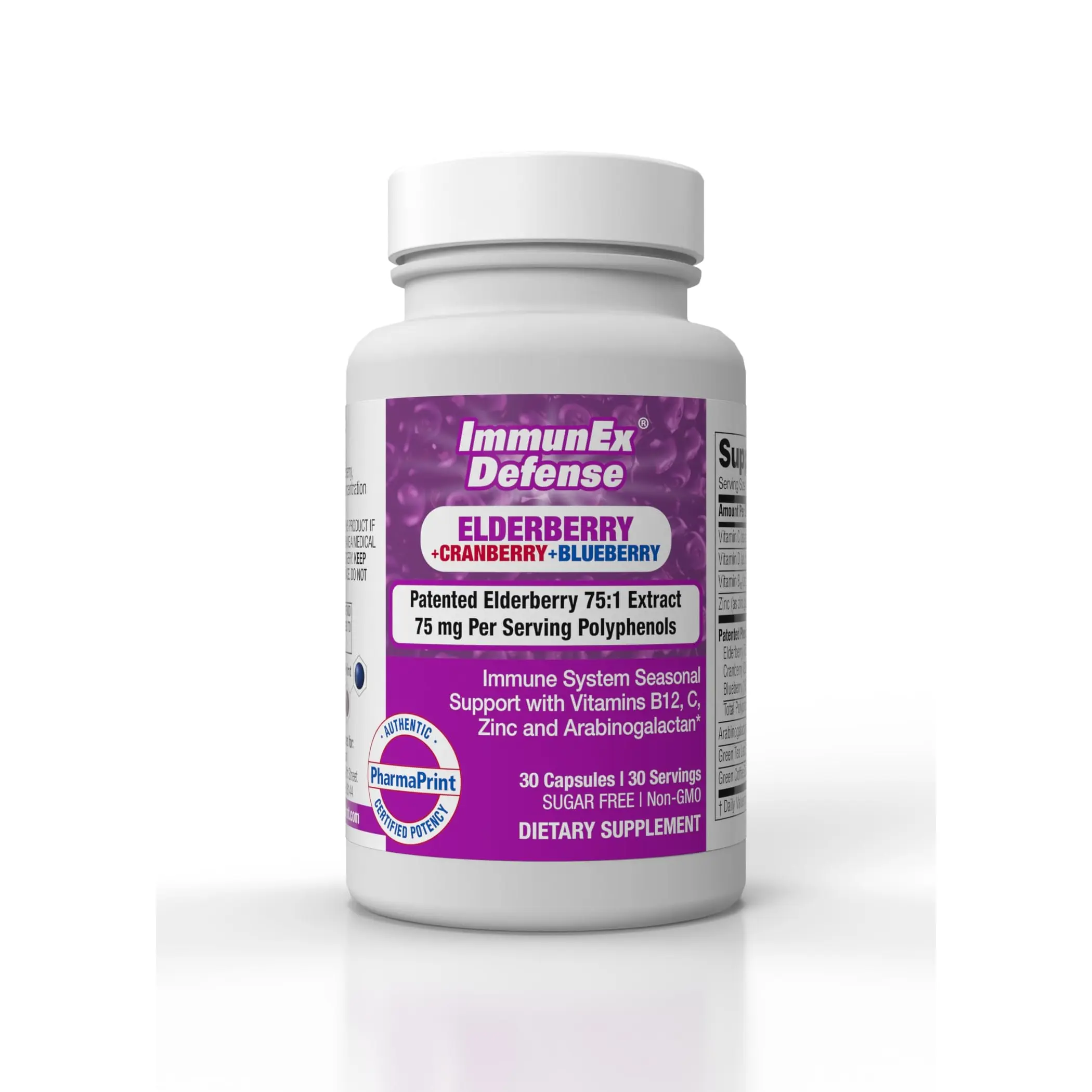 PharmaPrint ImmunEx Defense - 30ct (75:1 Elderberry Extract) Dietary Supplement