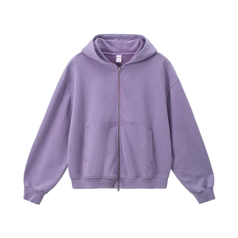inflation Men's Washed Casual Streetwear Hooded Jacket - Long-Sleeves Loose Boxy Cropped Fit Zip-Up Short Clothes for Autumn, Menswear Tops