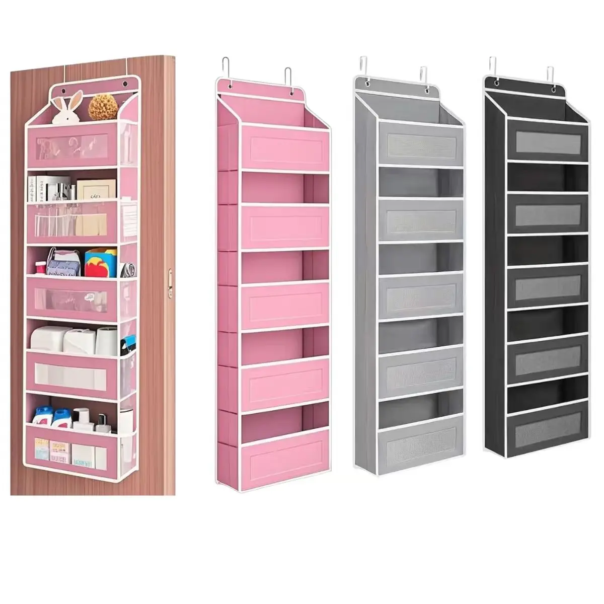 2026 Latest Over-The-Door Storage Organizer, 5-Tier with 10 Large Dustproof Organizer Pouches, Anti-Tilt, 44 lb Capacity, Hangable Space Saving Storage, No-Installation for Bedroom, Back to School & Engagement Use