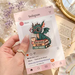 Bookish Dragon Phone Grip, Cute Acrylic Grip with Reading Quote, Nerdy Phone Holder Stand for Readers