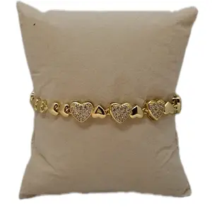 14k Gold Plated Heart Bracelet fits 7in