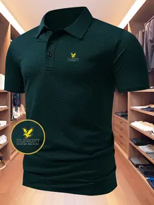 Summer Men's Stylish Classic Jacquard Print Polo Shirt, Cool and Comfortable Casual Short Sleeve Top, Lightweight Outdoor Wear in Various Colors