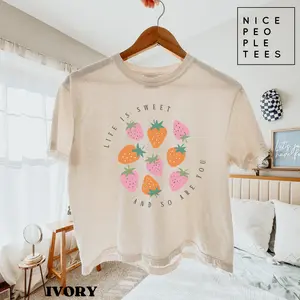 Strawberry Graphic Tee Comfort Colors Boxy Shirt Y2k Shirt For Her Girls Trendy Summer Vacation Vibes