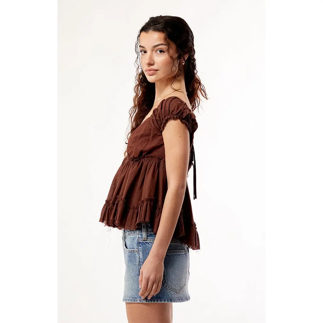 Your Favorite Women's Ellie Lace Trim Button Front Top - TikTok Shop